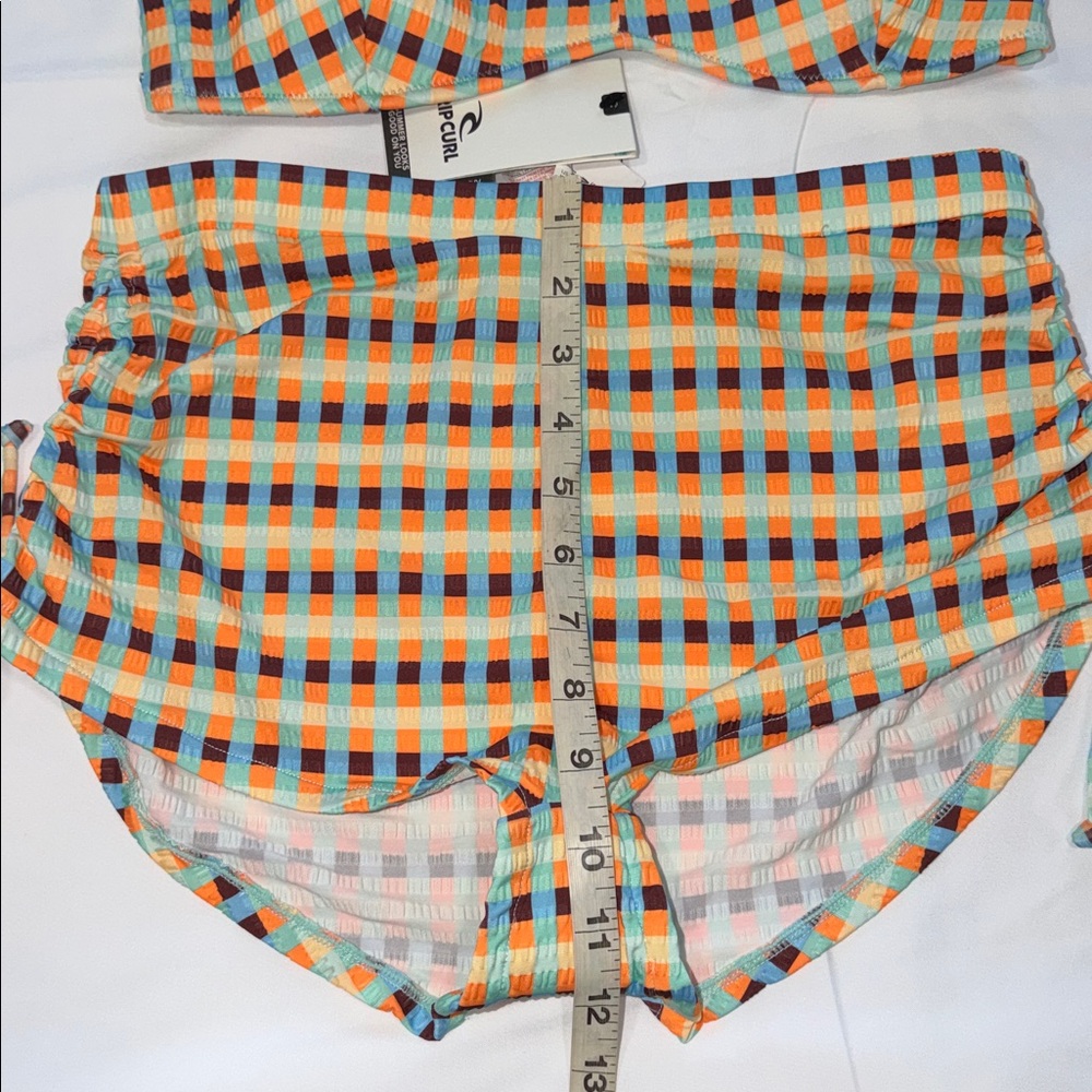 RIPCURL LOTTIE CHECK BANDEAU BIKINI TOP & BIKINI BOTTOM, M - Picture 6 of 11